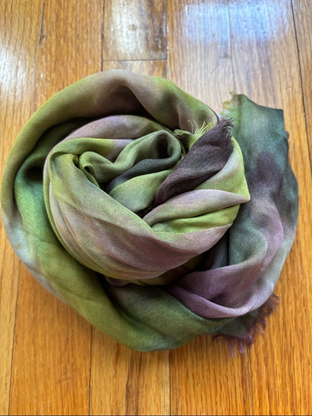 Zara Watercolor Ombré Scarf – Green & Purple